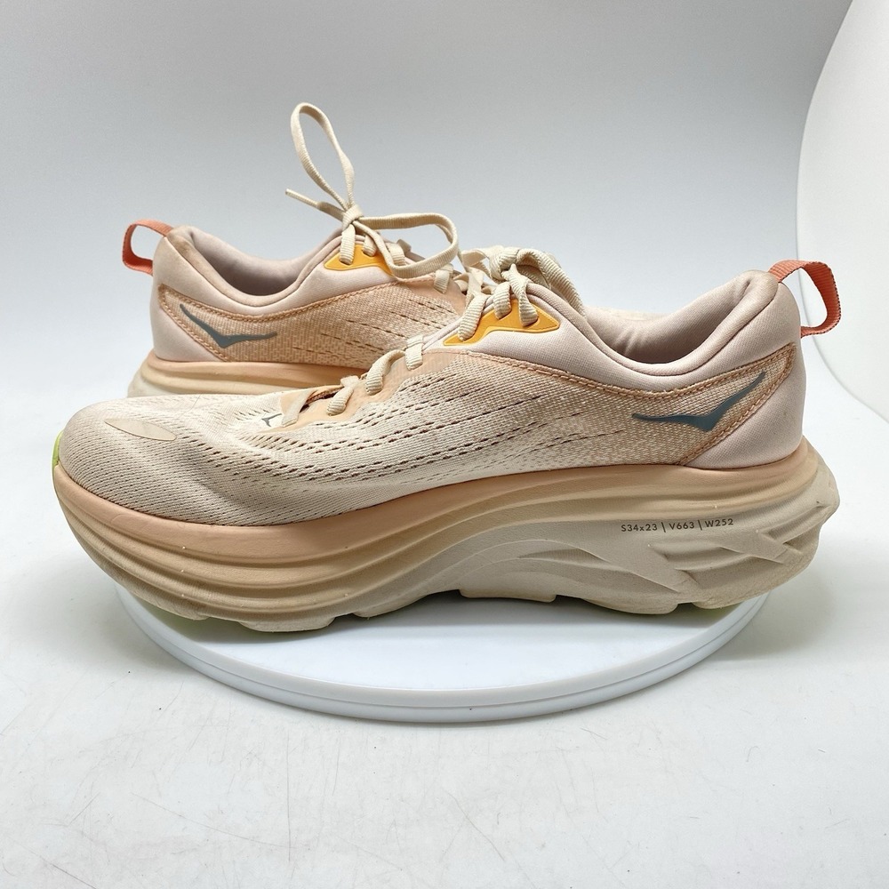 Hoka One One Sneakers Womens 9 D Wide Bondi 8 1127954 CMV Beige Running Shoes - Picture 7 of 10